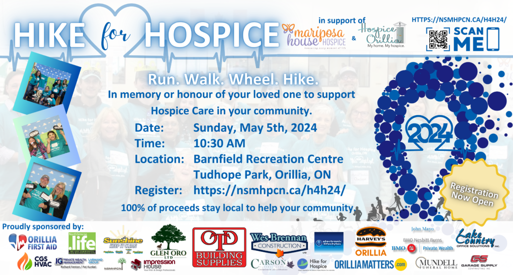 2024 Hike for Hospice Graphic Sunday, May 5th, 2024 10:30 am Registration
